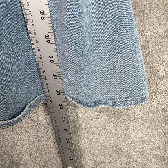 Womens Express Blue Denim Corset Mini Shirt Dress Puff Sleeve Button Up Size L - Picture 7 of 8